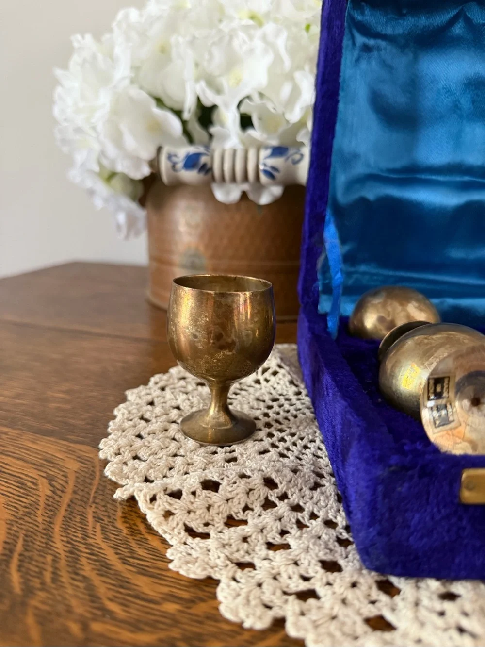 Vintage Brass Cordial Glasses Set in Gold - Unbranded